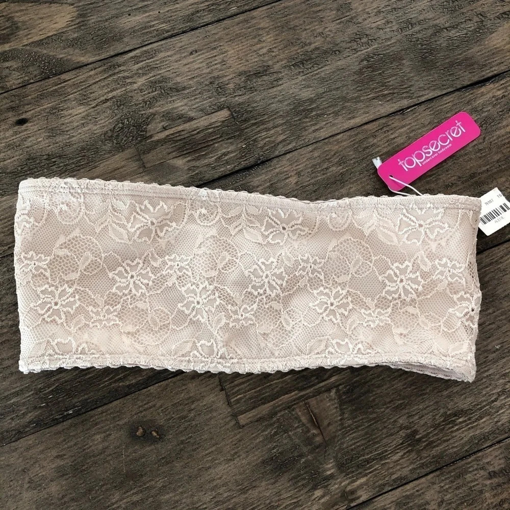 New‎ Top Secret Beige Lace Strapless Bandeau Bra S